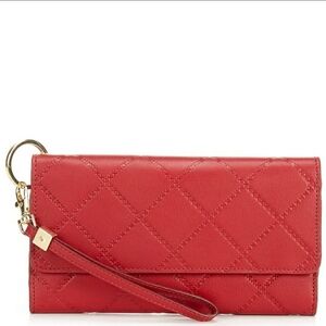 Embossed flat leather wristlet